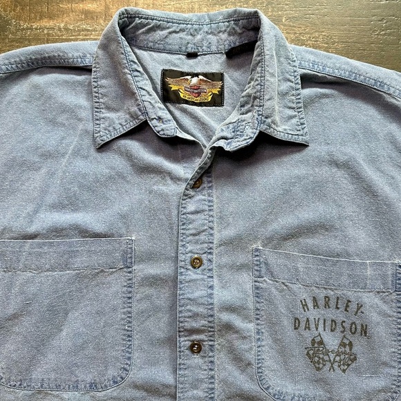 Harley-Davidson Denim Button Up Shirt Vintage-Style Nostalgia Series L - Picture 5 of 10